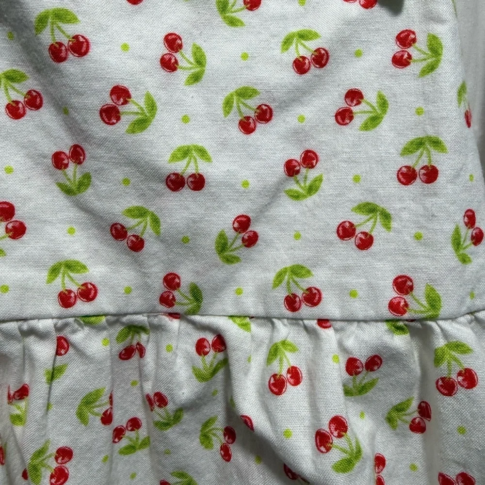 Ricrac and Ruffles Cherry Print Tunic Top with Mint Tie Straps and campers